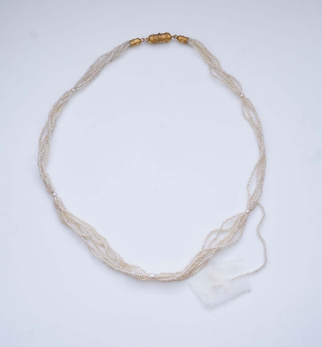 A seed pearl necklace, mid 19th century